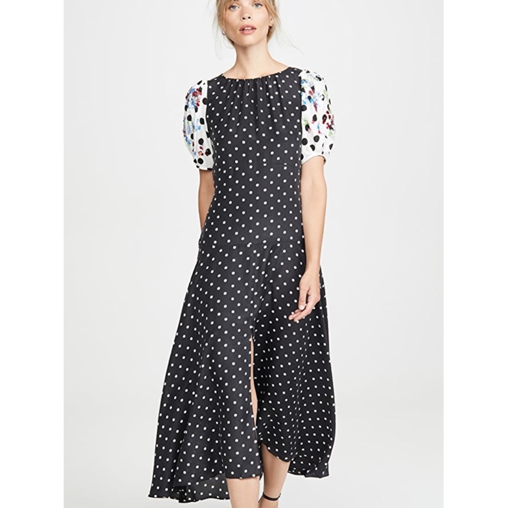 NWT TANYA TAYLOR Cassandra‎ Dress, Black Polka Dot